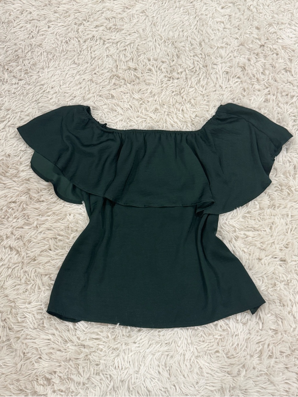 Forever 21 Green Off-Shoulder Ruffle Blouse